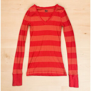 VTG Y2K Striped Thermal Shirt Womens Sz S Elena Gilbert Bella Swan Twilightcore